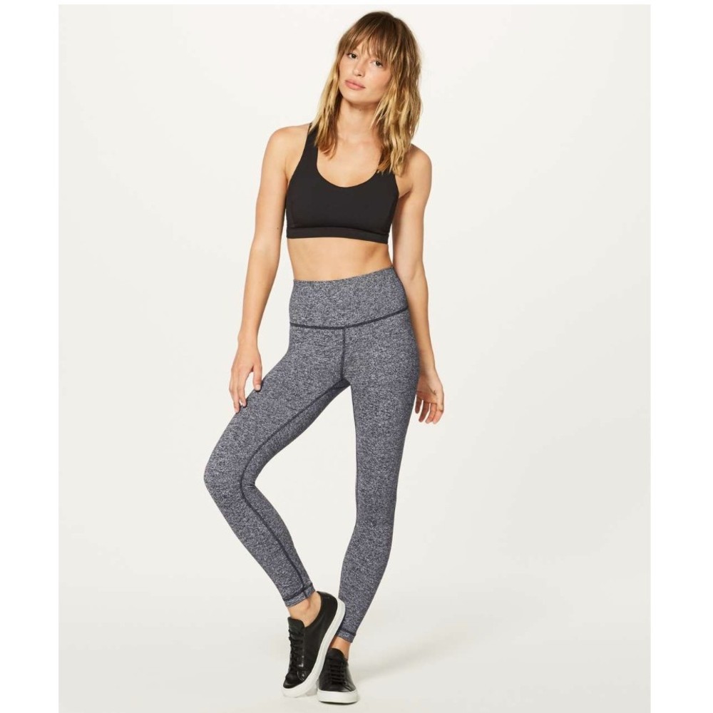 Lululemon Women Wunder Under High Rise Tight Leggings Heathered Black Size 8
